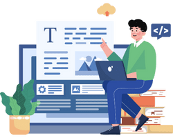 Person working on laptop with website design.