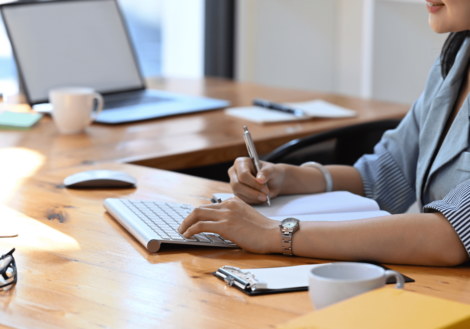 Salaried worker at desk